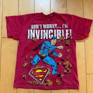 DC Comics Red Superman Graphic Tee with White Distressed Print